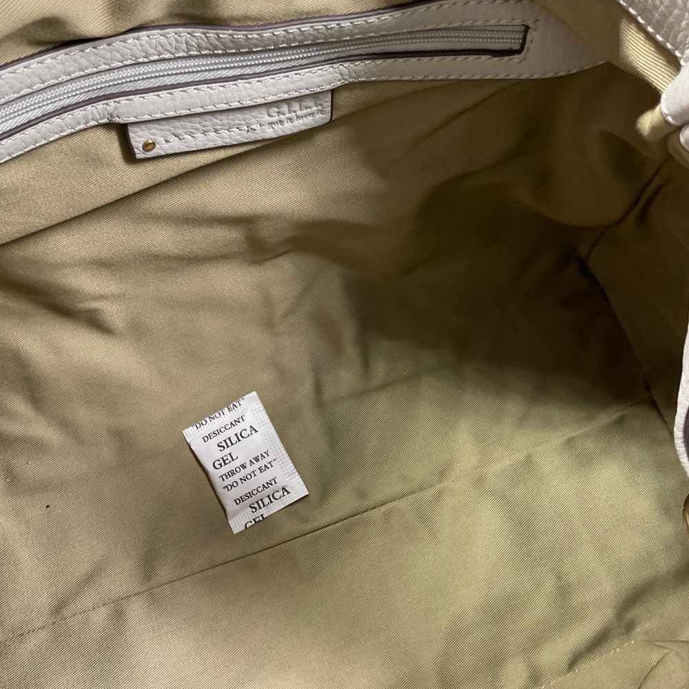 GILI Pebble Leather Hobo Bag Off-White Gold Hardware Adjustable Straps NEW - Picture 13 of 15